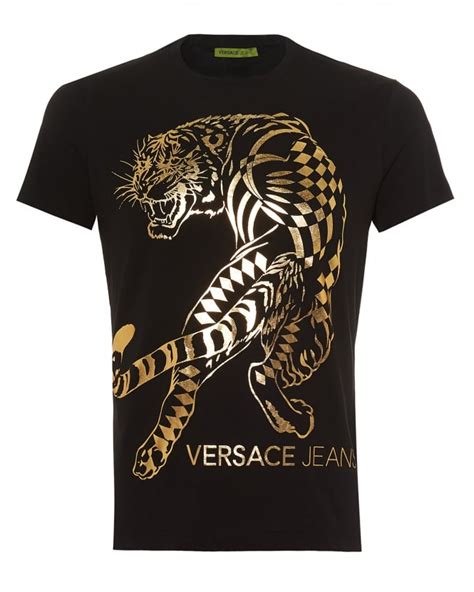 versace jeans tiger logo raised print tee black w red|Men's Versace Jeans Couture Designer T.